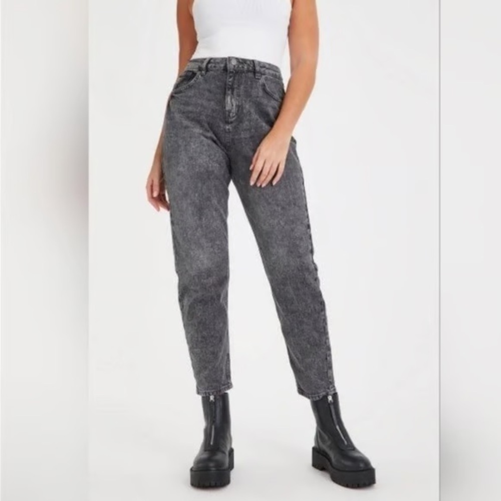 Rebecca Minkoff High Rise Barrel Wide Leg Cropped Jeans Acid Wash Black 8
